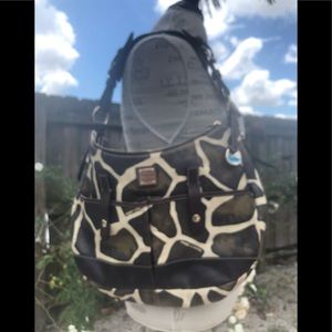 Vintage leather giraffe print series saddle bag